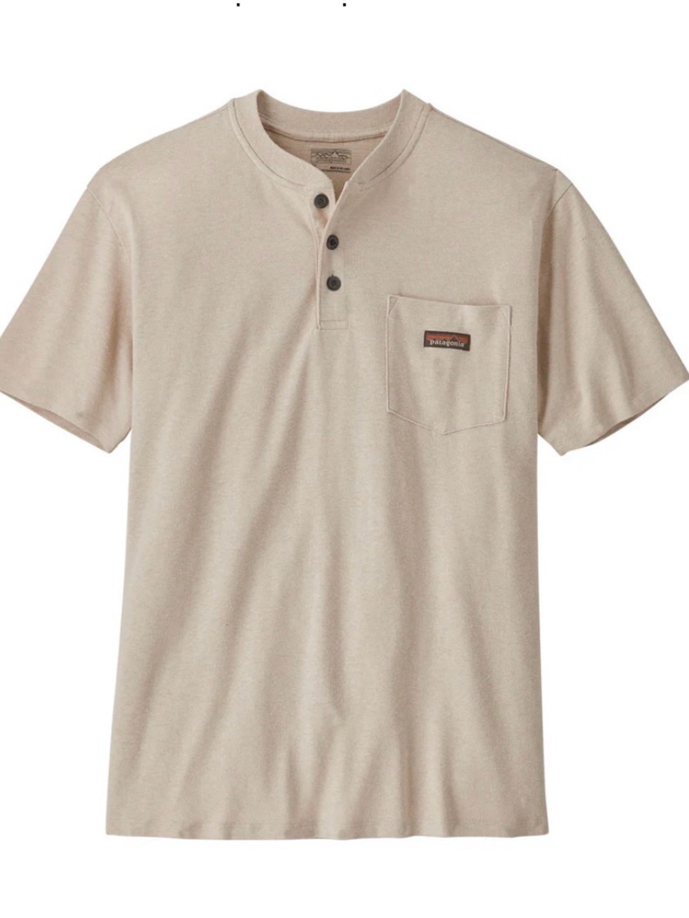 Patagonia Men’s Light Beige Short-Sleeve Henley Pocket Tee